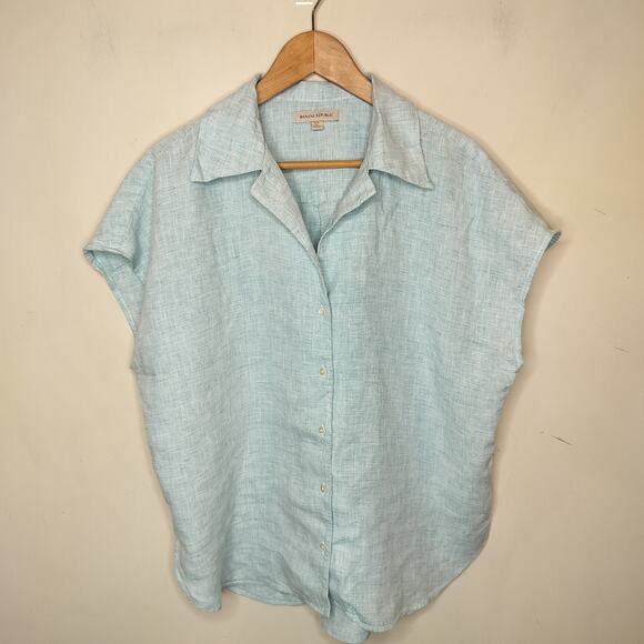 Banana Republic Tops - Banana Republic Linen Shirt Button Up Boxy Hi Low Coastal